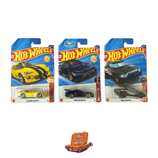 Hot Wheels Mainline (Set of 3) – ’96 Dodge Viper GTS / Ford Mustang GTD / Terra-Tracktyl