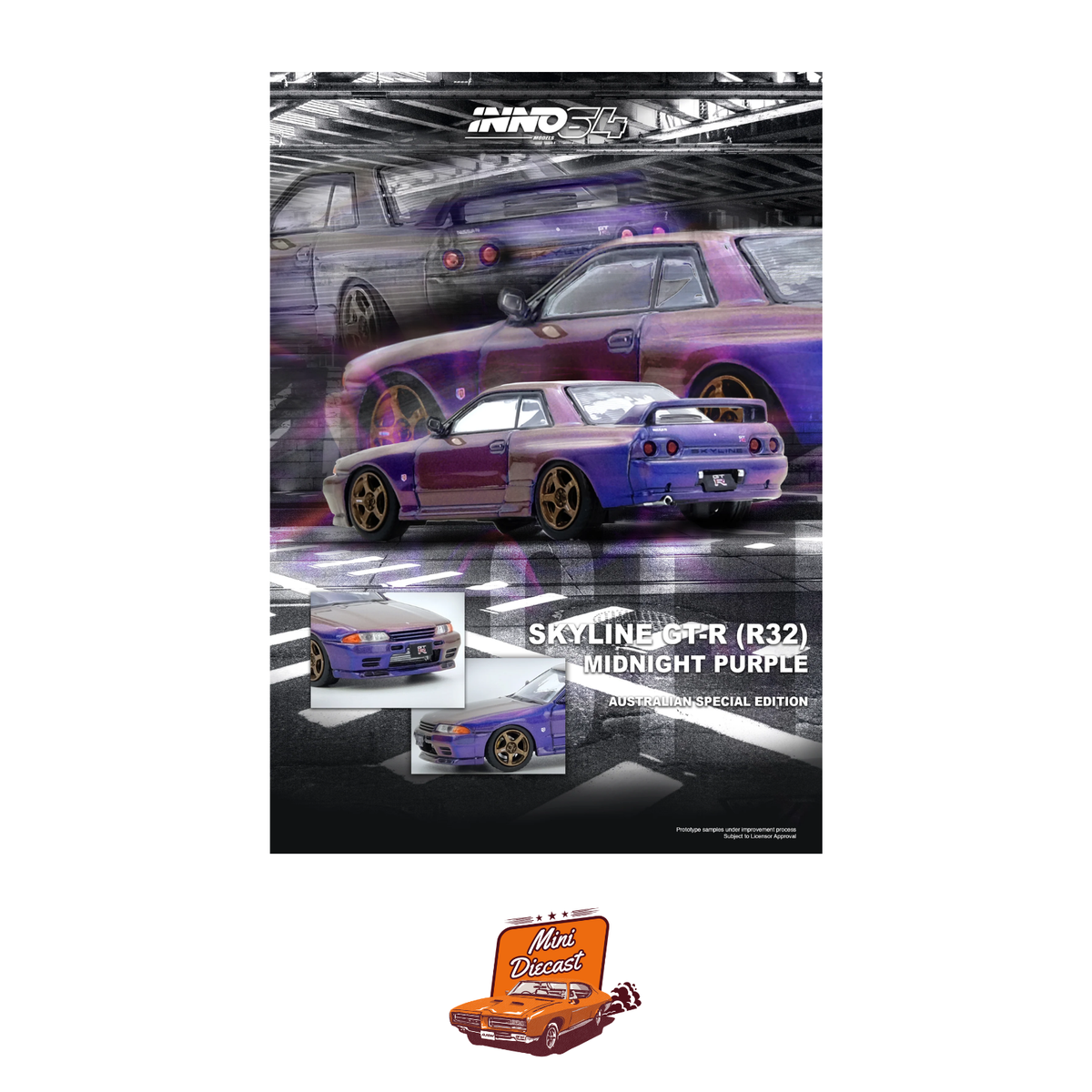 INNO64 Nissan Skyline GT-R (R32) Midnight Purple Australian Special Edition IN64-R32-MP-AS