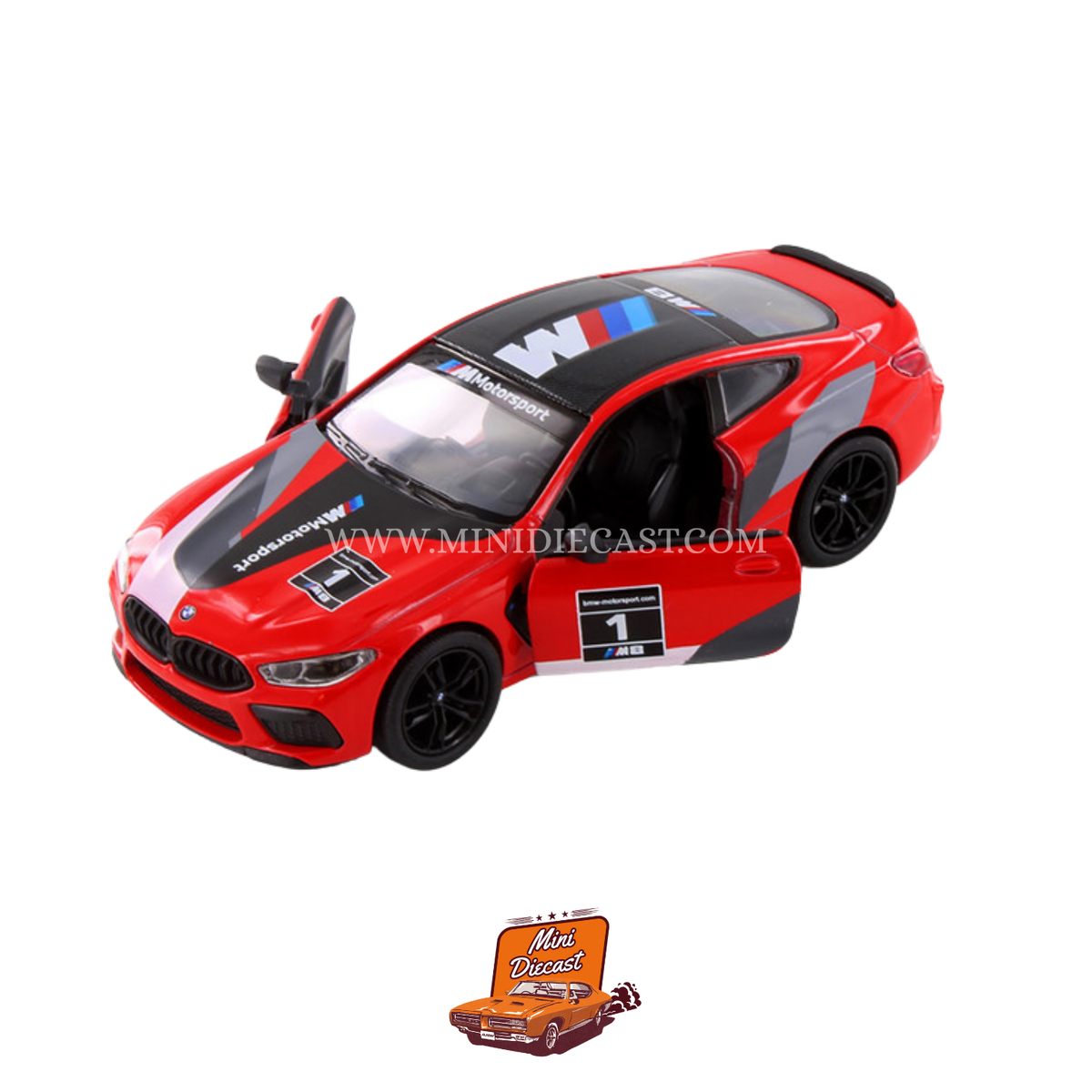 Kinsmart BMW M8 Competition Coupe (Livery Edition) – 1:38 Scale Red