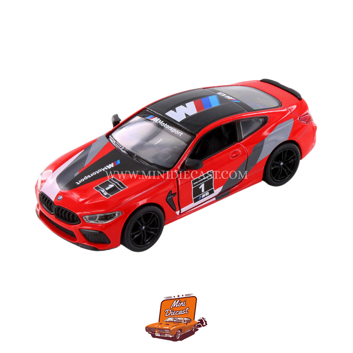 Kinsmart BMW M8 Competition Coupe (Livery Edition) – 1:38 Scale Red