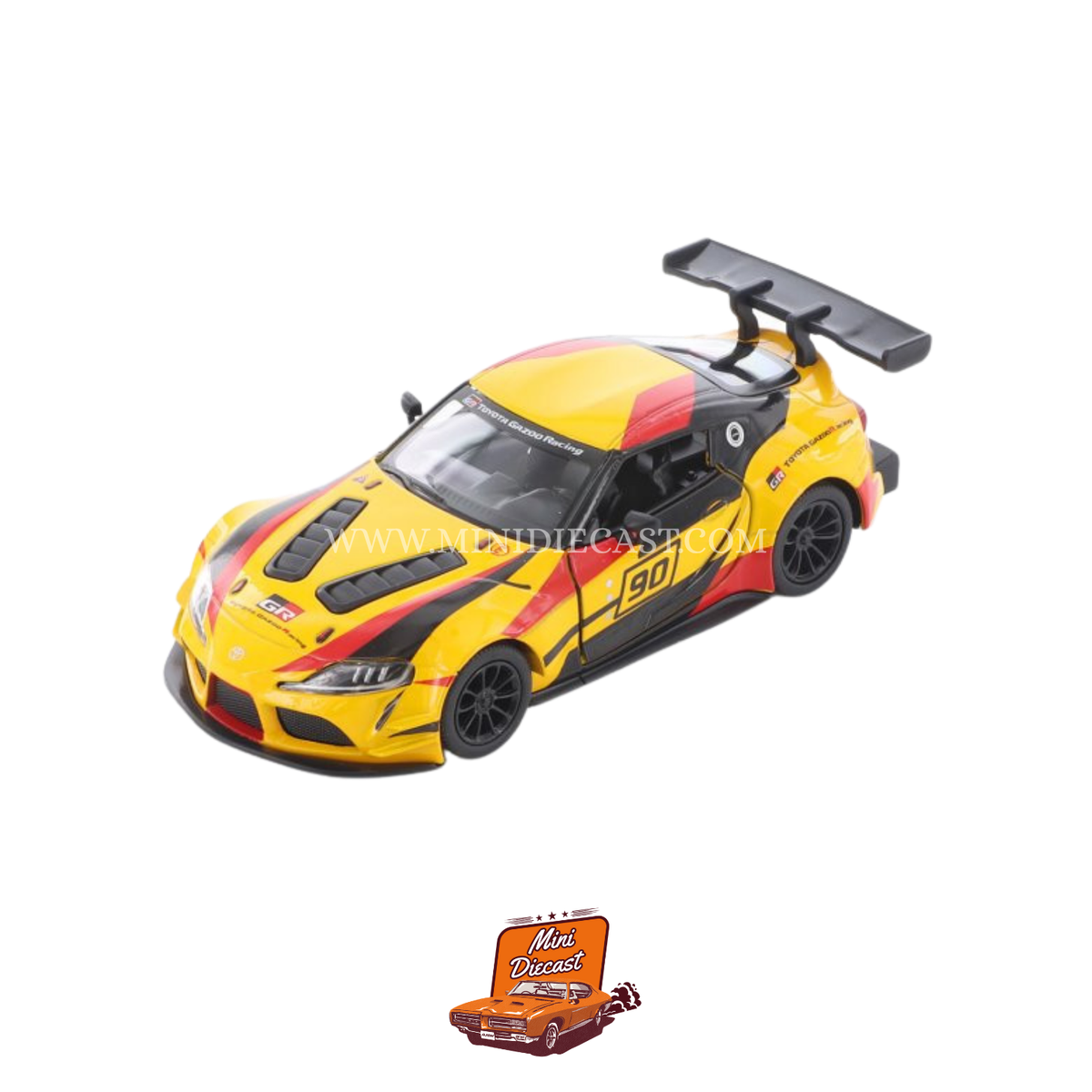 Kinsmart Toyota GR Supra Racing Concept (Printed) – 1:36 Scale Yellow