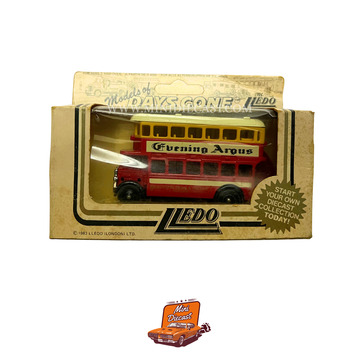Lledo Days Gone Vintage Models 1983 AEC Regent Double Deck Bus Red Evening Argus Livery