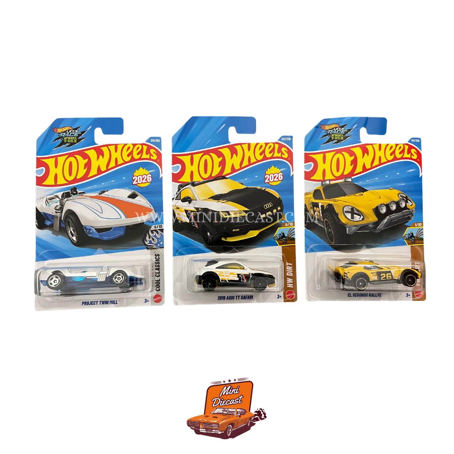 Hot Wheels Mainline (Set of 3) – Project Twin Mill / 2019 Audi TT Safari / El Segundo Rallye
