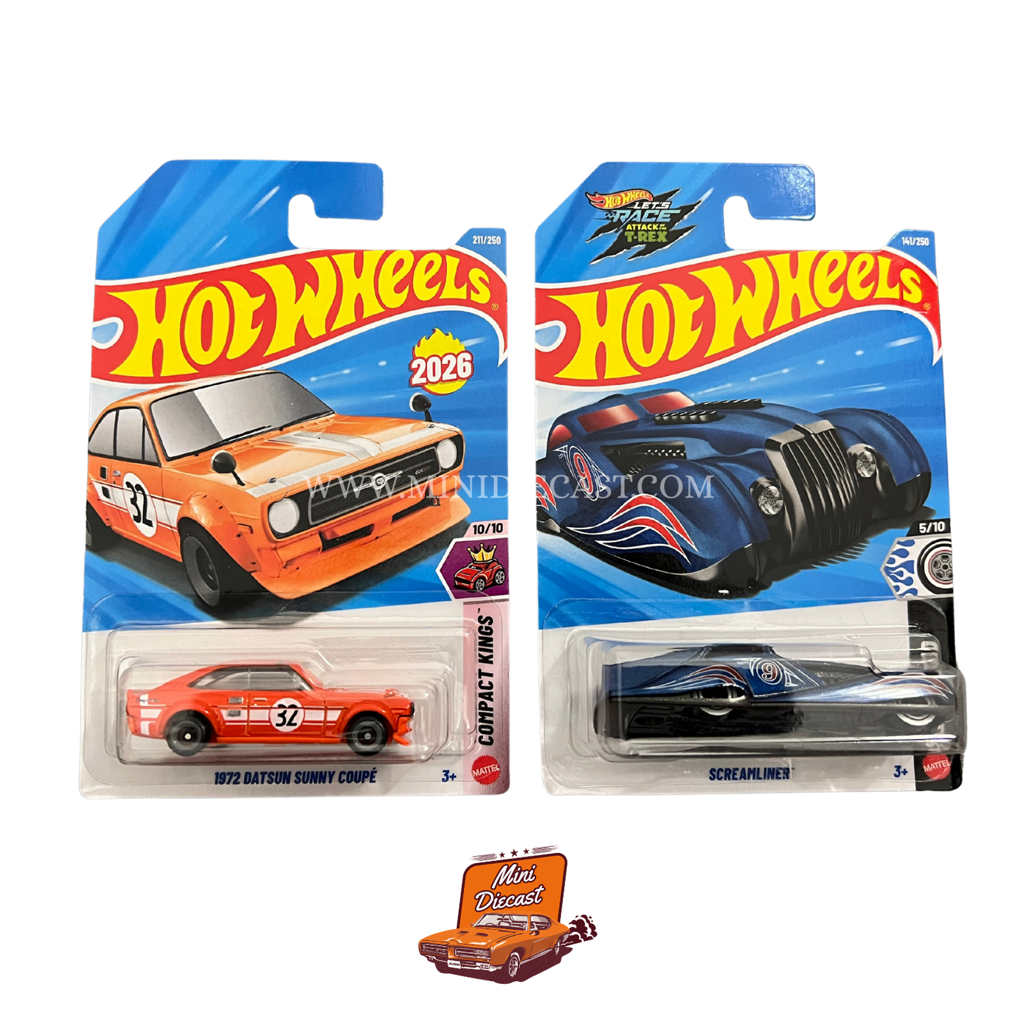 Hot Wheels Mainline (Set of 2) – 1972 Datsun Sunny Coupé / Screamliner