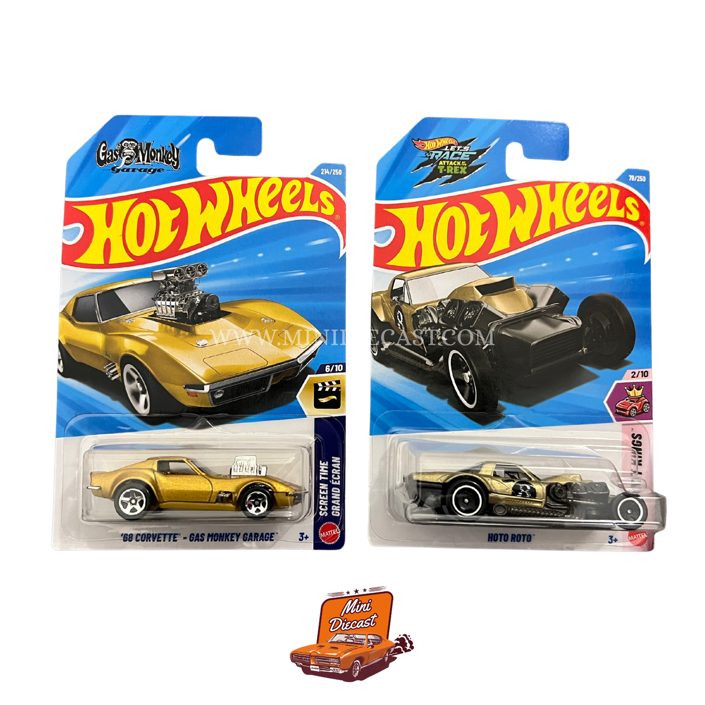 Hot Wheels Mainline (Set of 2) – '68 Corvette – Gas Monkey Garage / Hoto Roto