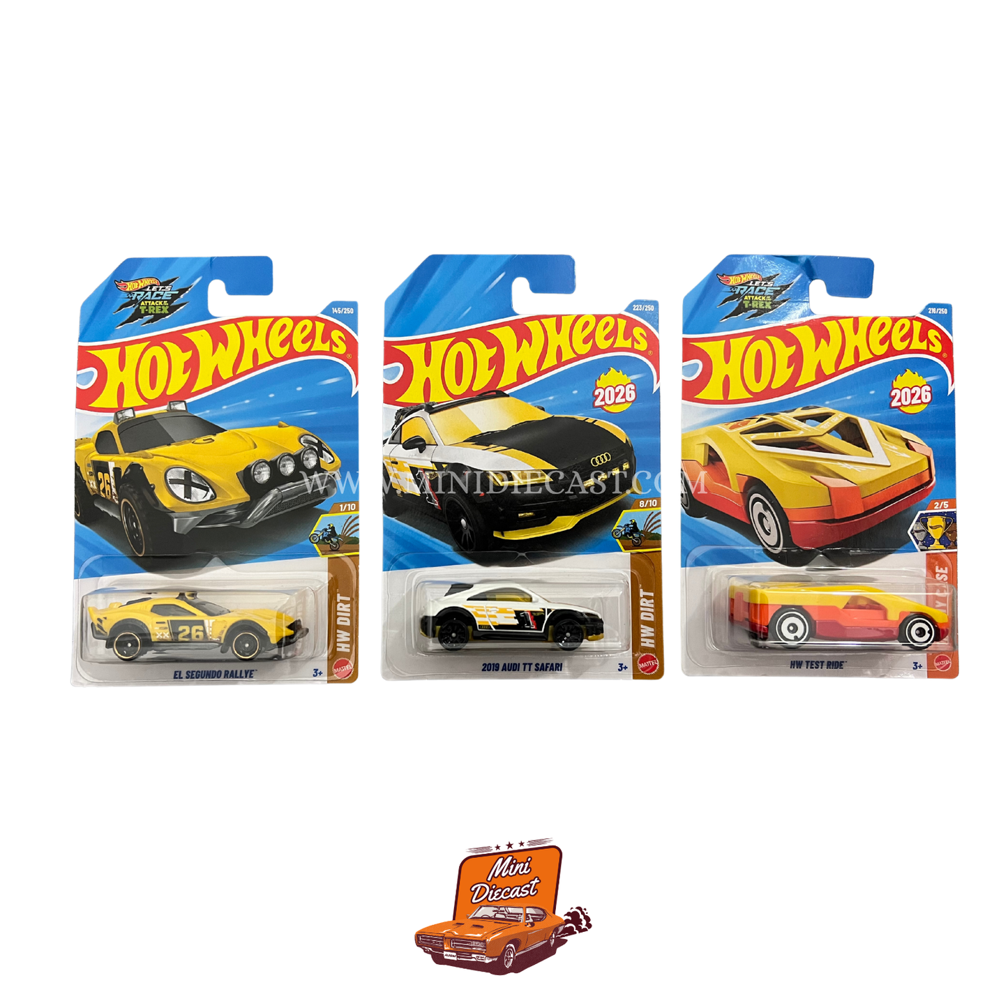 Hot Wheels Mainline (Set of 3) – El Segundo Rallye / 2019 Audi TT Safari / HW Test Ride
