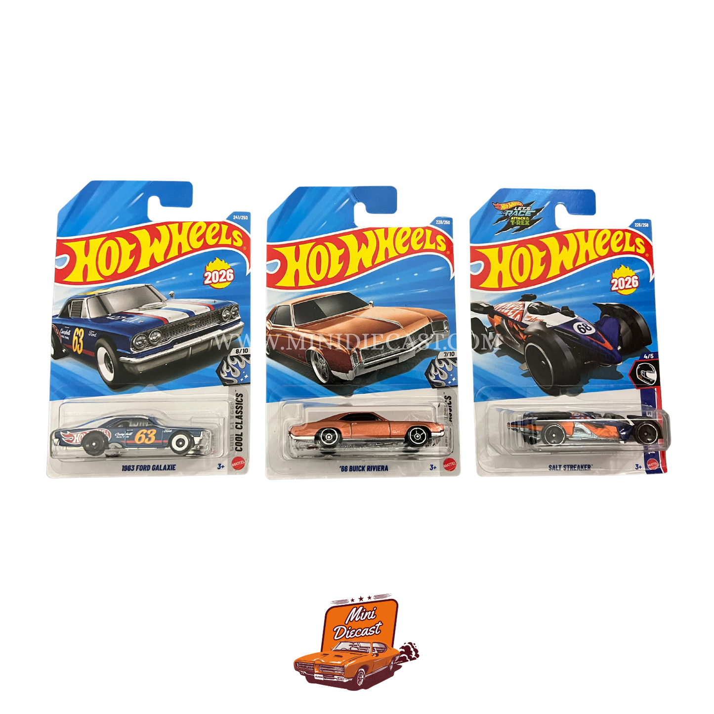 Hot Wheels Mainline (Set of 3) – 1963 Ford Galaxie / '66 Buick Riviera / Salt Shaker