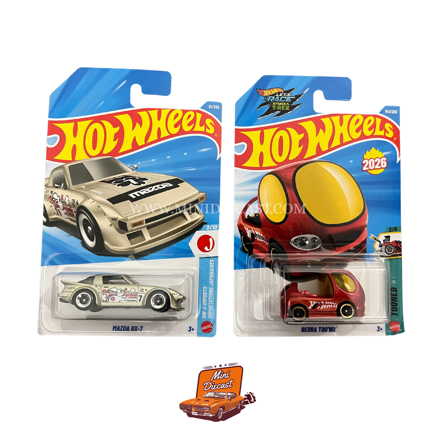Hot Wheels Mainline (Set of 2) – Mazda RX-7 / Deora Too'nd
