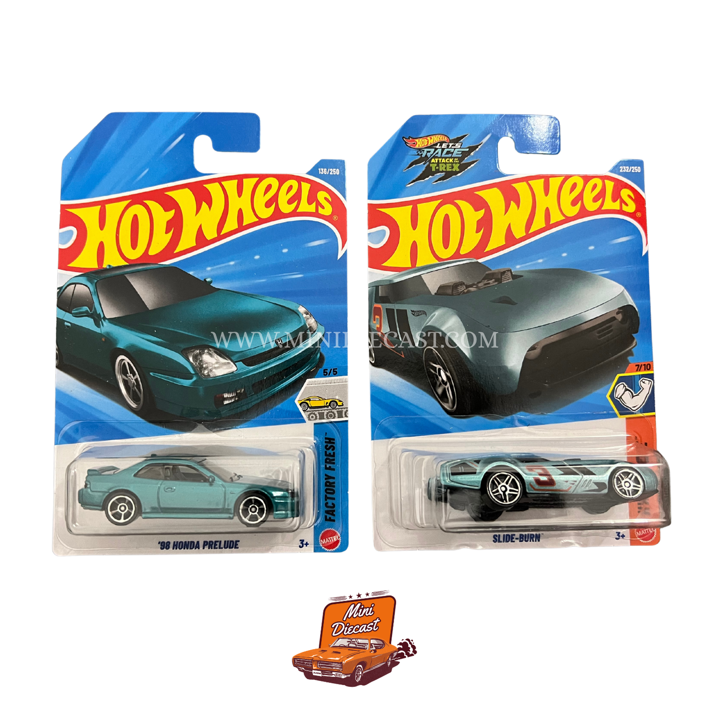 Hot Wheels Mainline (Set of 2) – '98 Honda Prelude / Slide-Burn