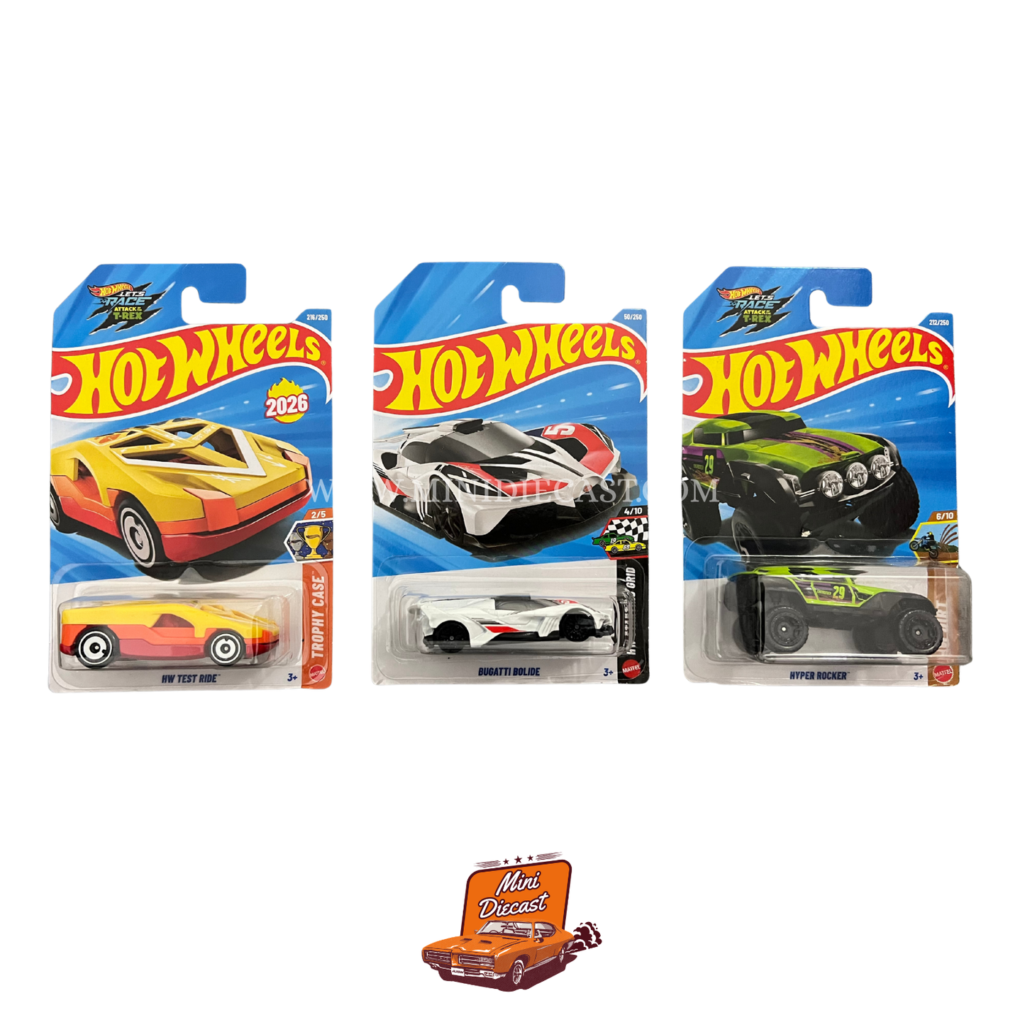 Hot Wheels Mainline (Set of 3) – HW Test Ride / Bugatti Bolide / Hyper Rocker
