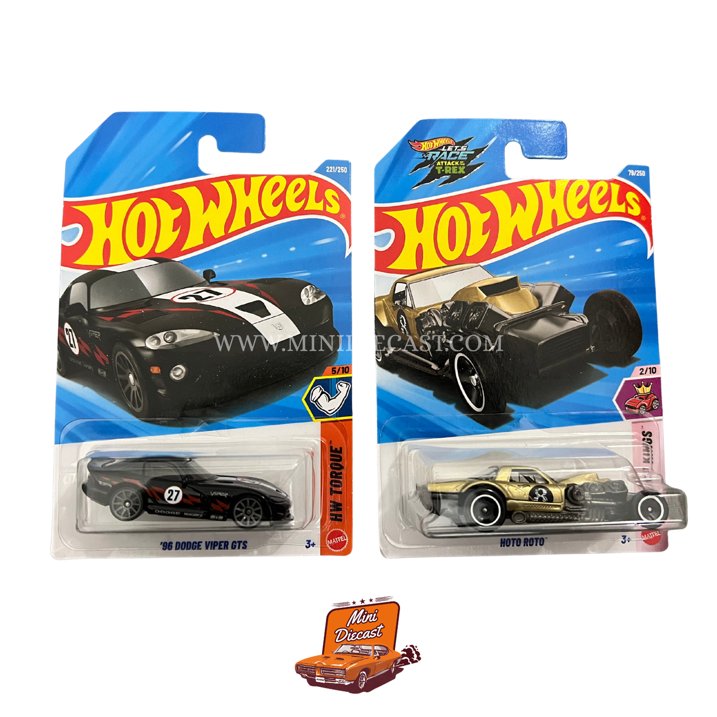Hot Wheels Mainline (Set of 2) – '96 Dodge Viper GTS / Hoto Roto