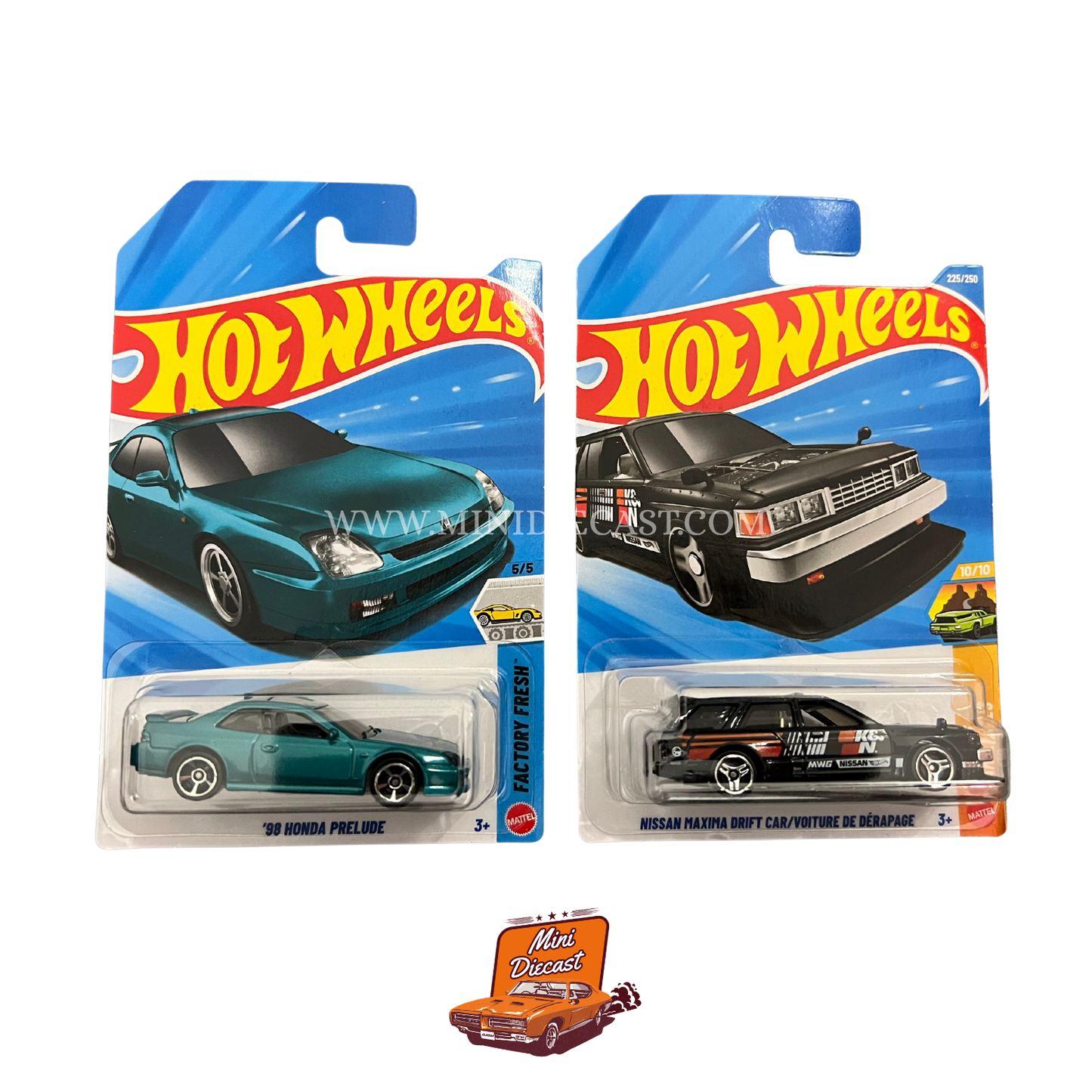 Hot Wheels Mainline (Set of 2) – '98 Honda Prelude / Nissan Maxima Drift Car