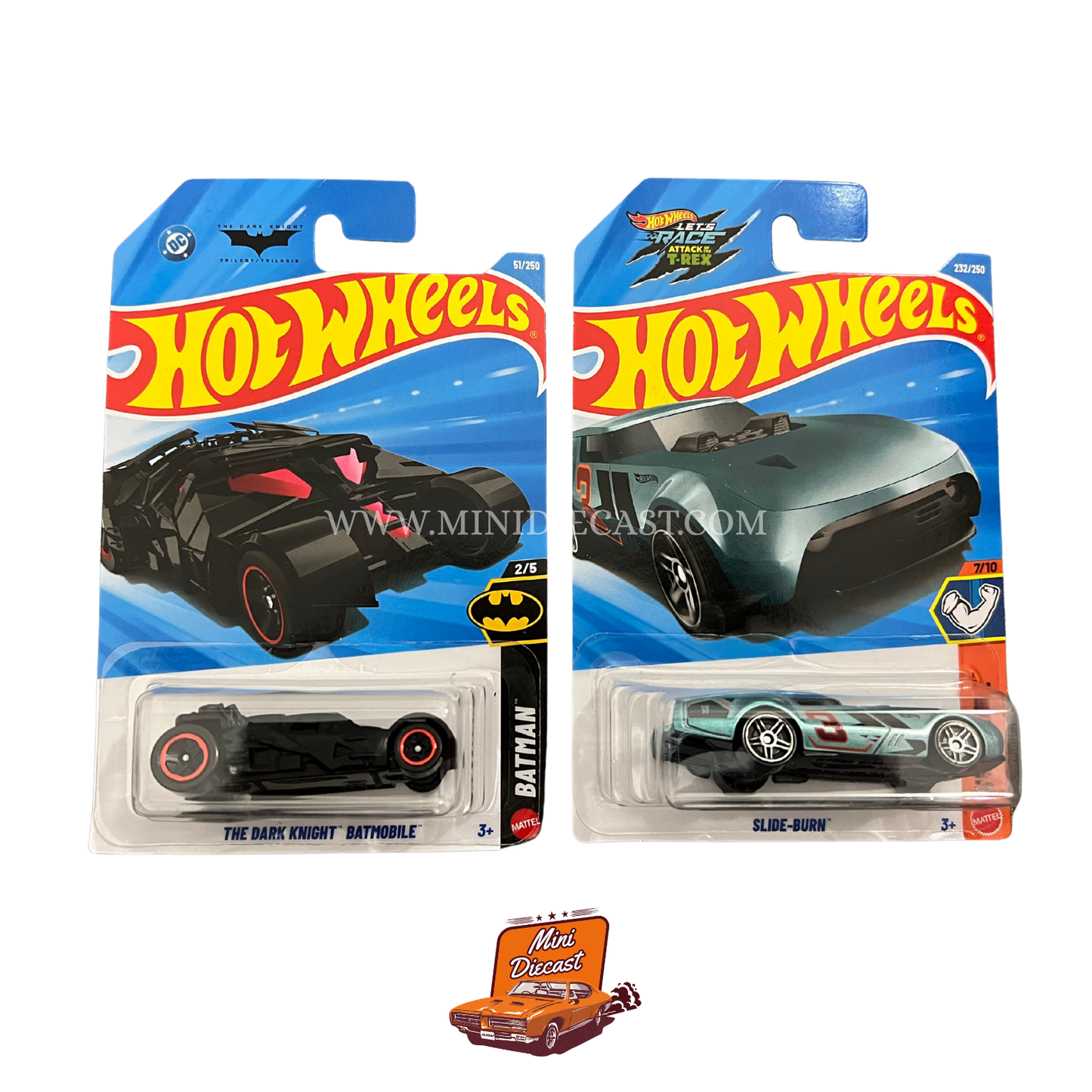Hot Wheels Mainline (Set of 2) – The Dark Knight Batmobile / Slide-Burn
