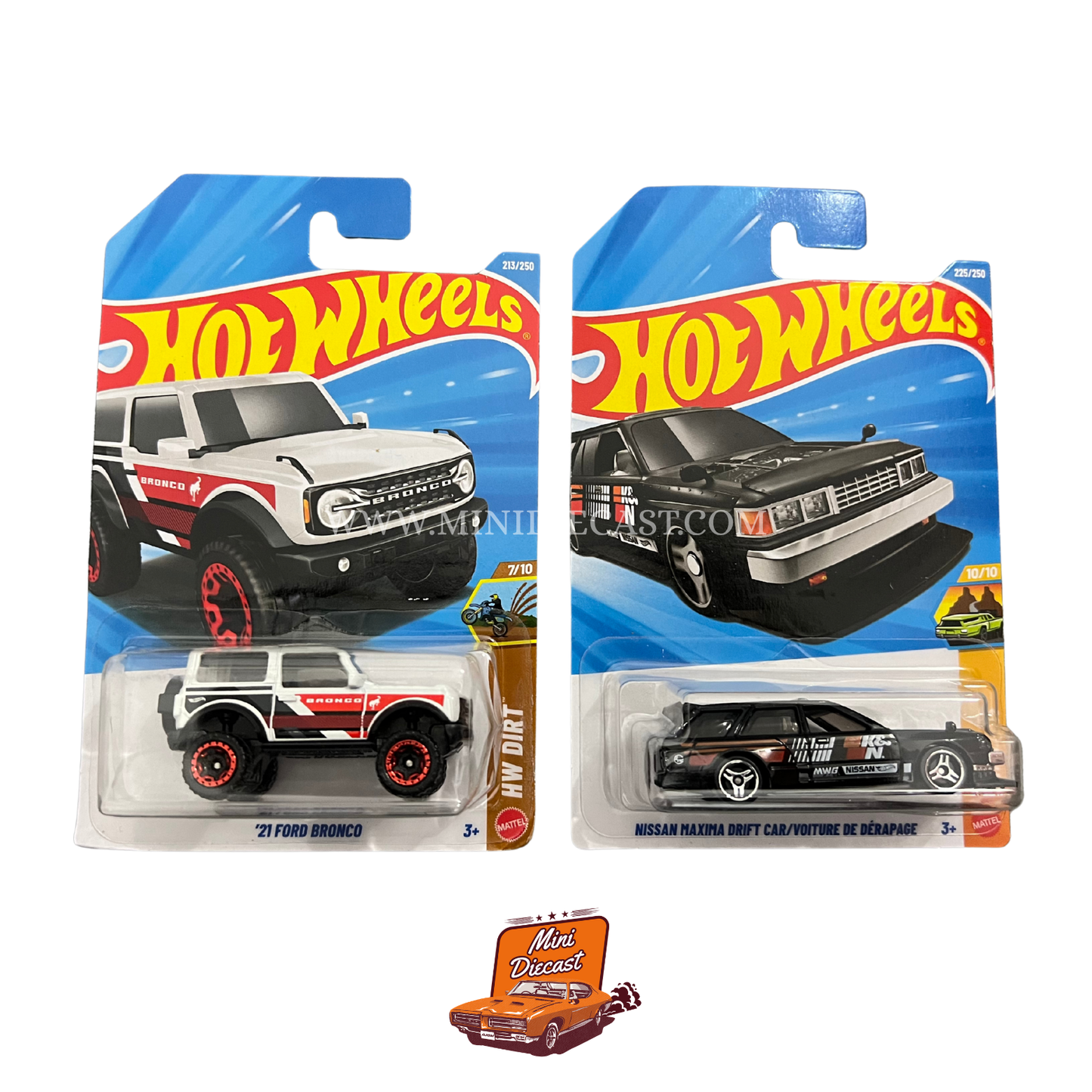 Hot Wheels Mainline (Set of 2) – '21 Ford Bronco / Nissan Maxima Drift Car