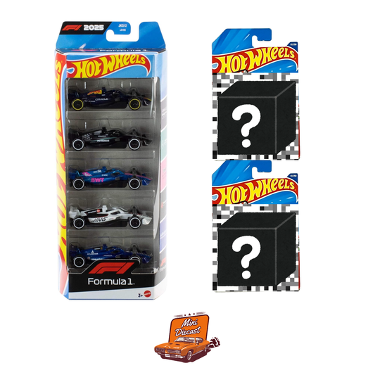 Hot Wheels Formula 1 (F1) 2025 – 5 Pack & Mainline (Set of 2) – Random Fantasy