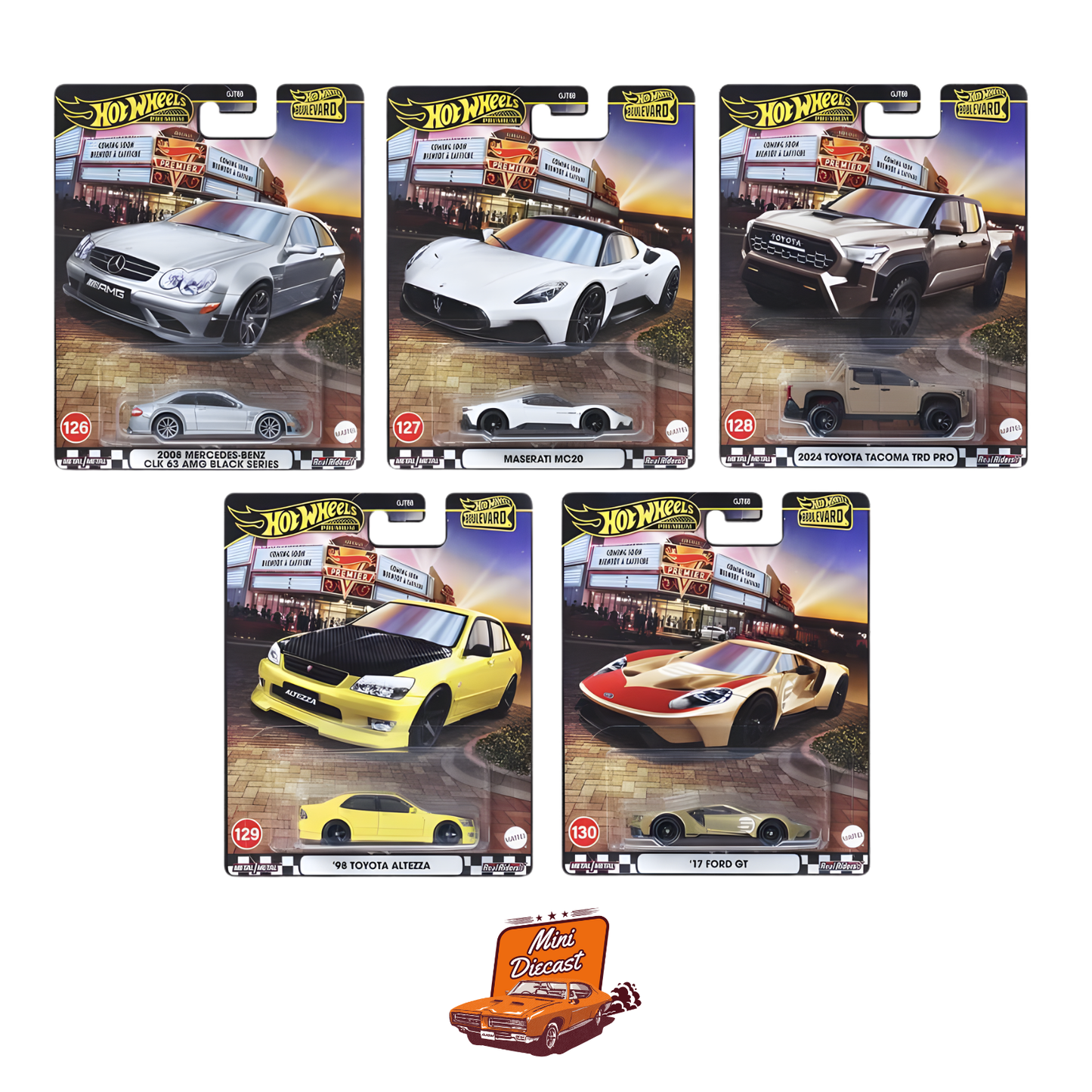 Hot Wheels Premium 2025 Boulevard Collection – Set of 5 (126–130)