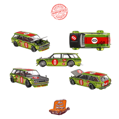 Mini GT #164: Kaido House Datsun KAIDO 510 Wagon OG Flo Yellow (Unsealed – Seal Broken in Transit, Never Opened / Imported)