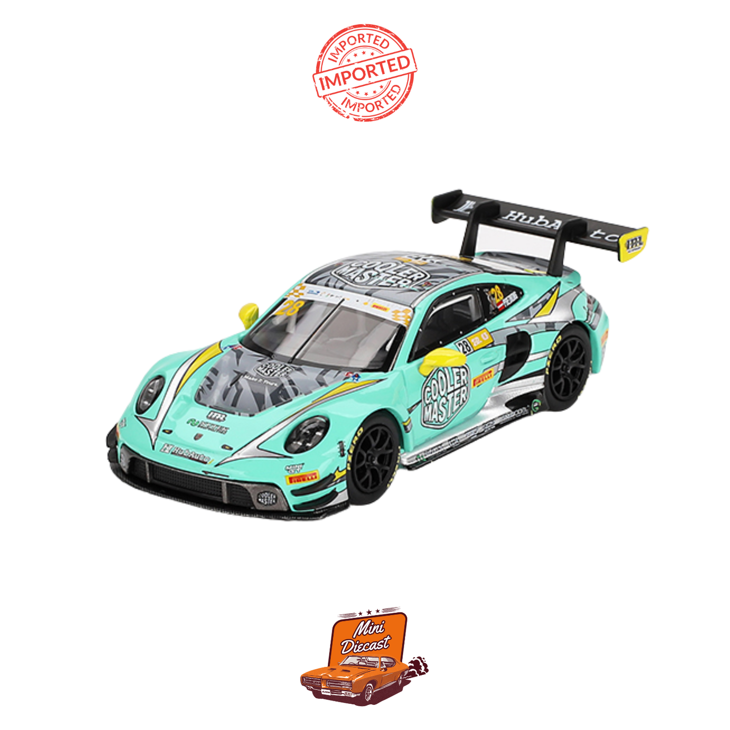 Mini GT #804: Porsche 911 GT3 R #28 HubAuto Racing – 2023 FIA GT World Cup, 70th Macau Grand Prix - Box Version (Sealed / Imported)