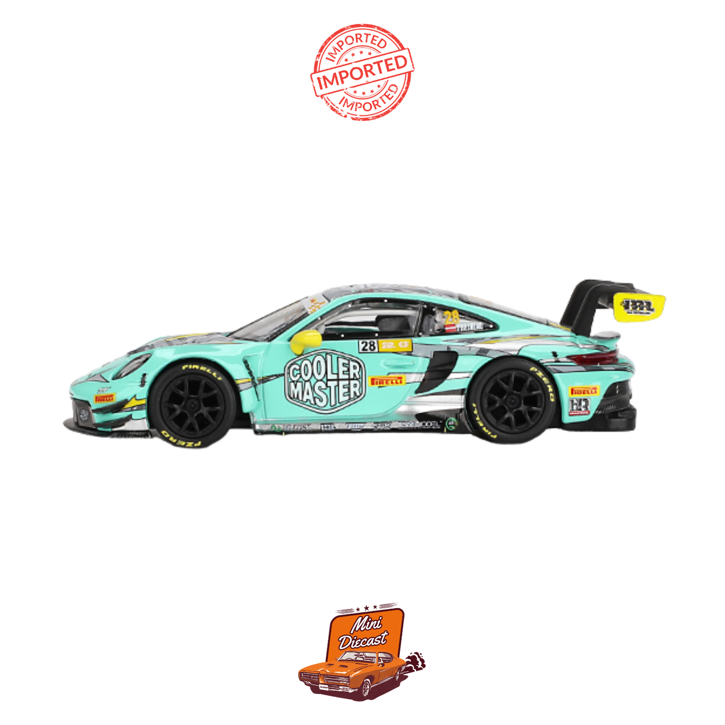 Mini GT #804: Porsche 911 GT3 R #28 HubAuto Racing – 2023 FIA GT World Cup, 70th Macau Grand Prix - Box Version (Sealed / Imported)
