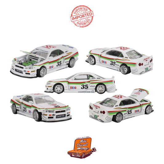 Mini GT Nissan Skyline GT-R (R34) TAMIYA x KAIDO HOUSE "The GRASSHOPPER" V1 (Sealed / Imported)