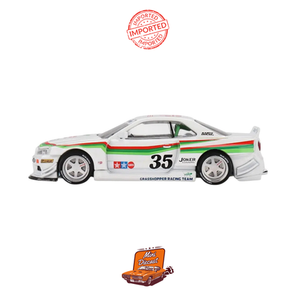Mini GT Nissan Skyline GT-R (R34) TAMIYA x KAIDO HOUSE "The GRASSHOPPER" V1 (Sealed / Imported)