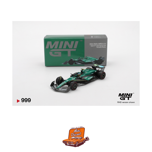 Mini GT #999 Aston Martin AMR24 #14 Fernando Alonso F1 2024 Bahrain GP