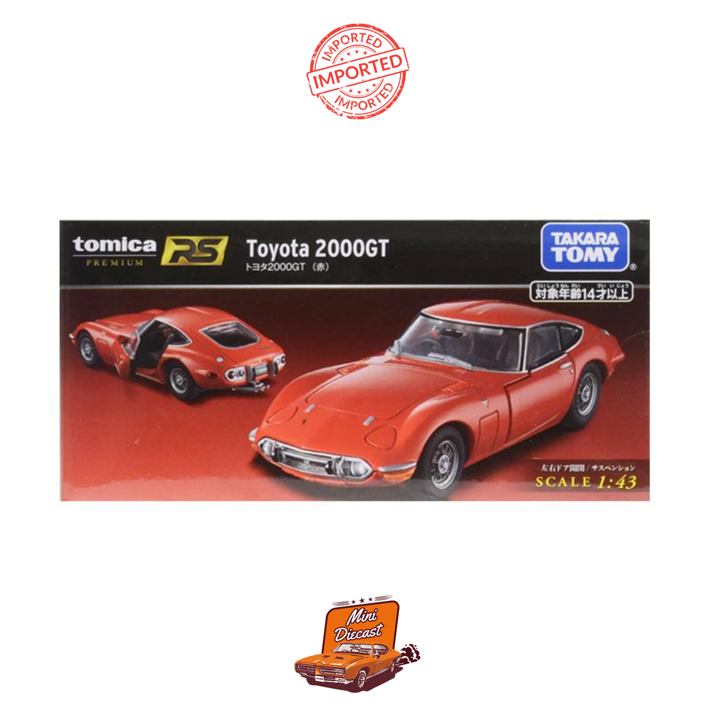 Takara Tomy Tomica 1/43 Scale Premium RS Toyota 2000GT Red (Sealed / Imported)