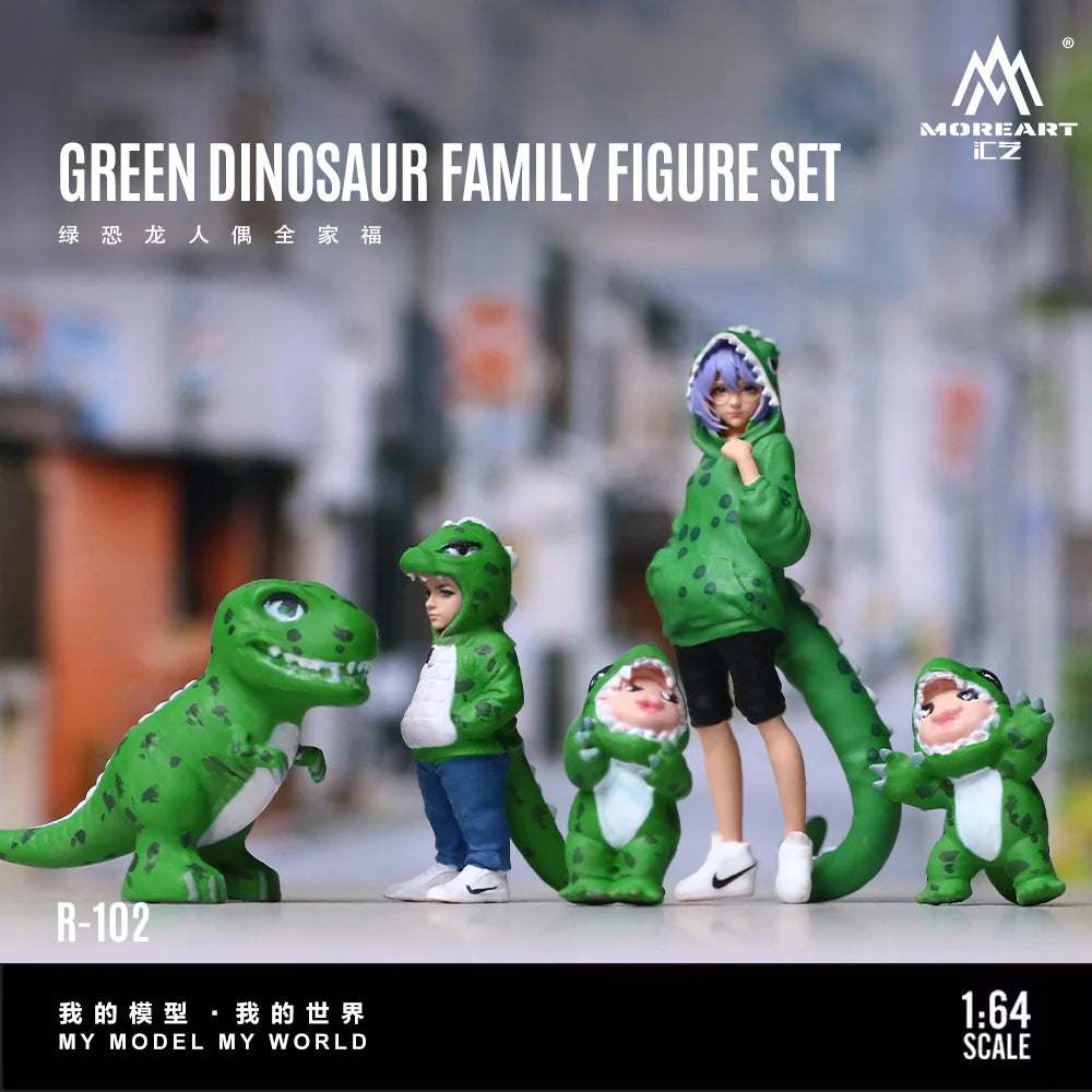 MoreArt Green Dinosaur Figure Family Set Realistic Resin Model (MO223102)