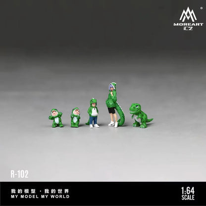 MoreArt Green Dinosaur Figure Family Set Realistic Resin Model (MO223102)