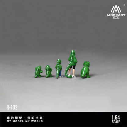 MoreArt Green Dinosaur Figure Family Set Realistic Resin Model (MO223102)