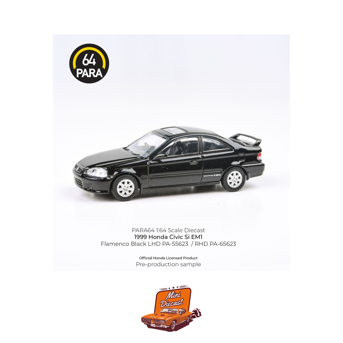 PARA64 1999 Honda Civic Si EM1 Flamenco Black (1:64 Scale)