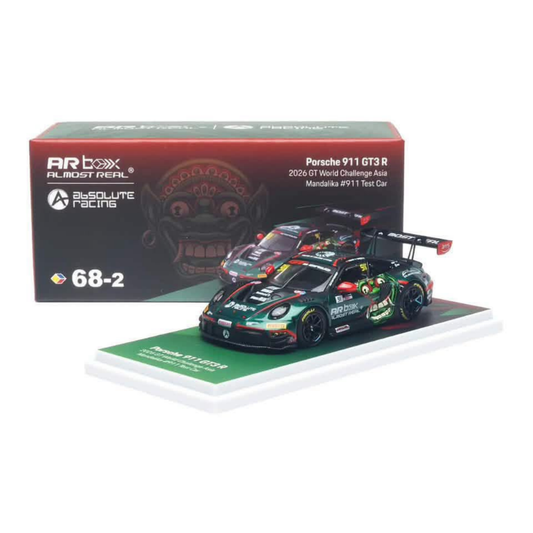 (Pre-Order) AR Box Almost Real 1:64 Porsche 992 GT3 R 2026 GT World Challenge Asia Mandalika #911 Test Car Green Livery