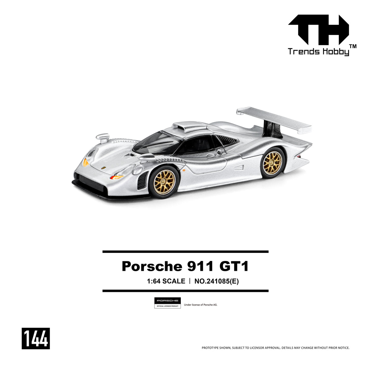 (Pre-Order) Trends Hobby 1:64 Porsche 911 GT1 (Metallic Silver)
