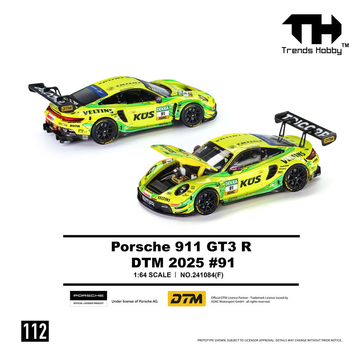 (Pre-Order) Trends Hobby 1:64 Porsche GT3 R - DTM 2025 #91