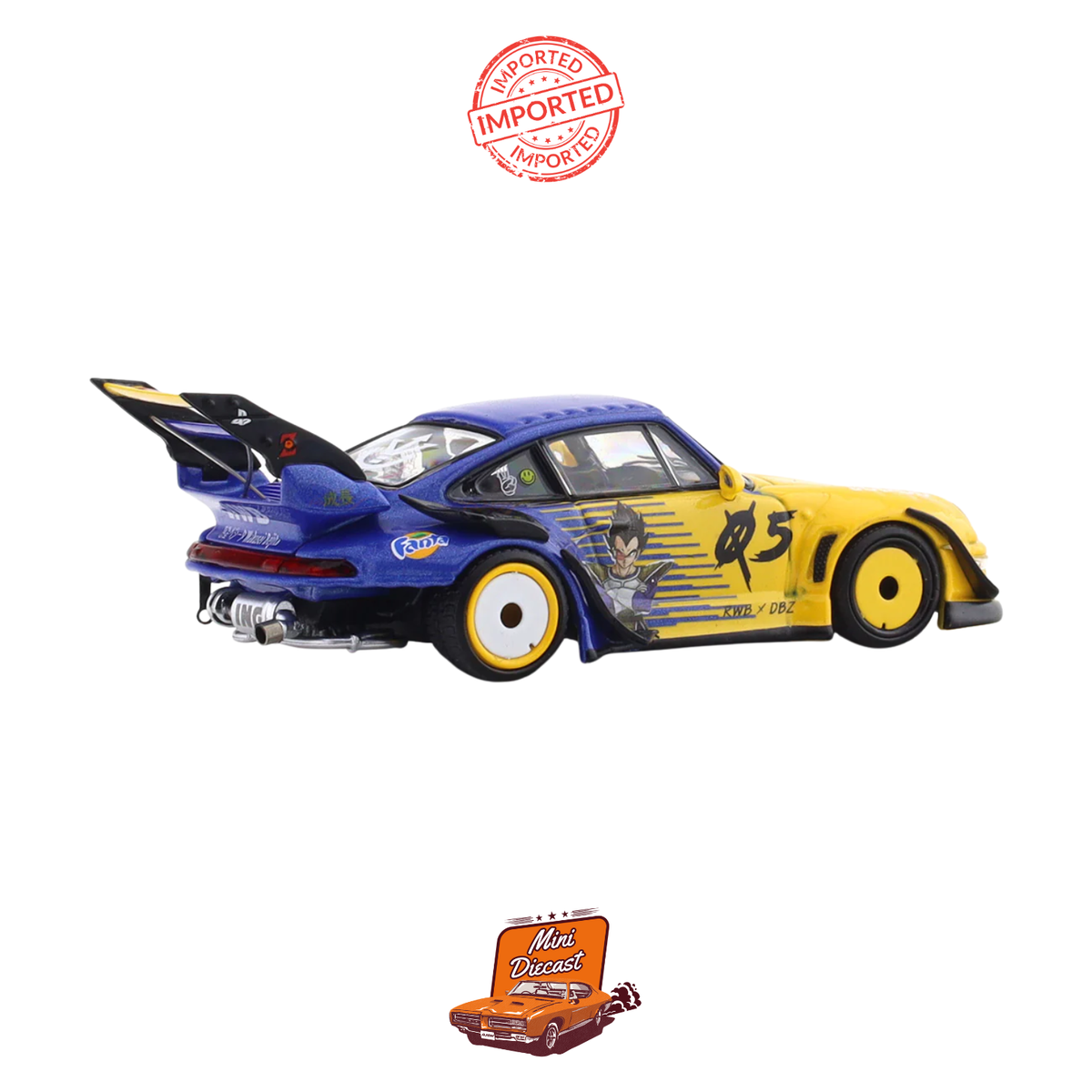 RWB Street Warrior x Ghost Player Porsche 911 (993) “Vegeta” Dragon Ball Z Livery – 1:64 Scale Diecast Model