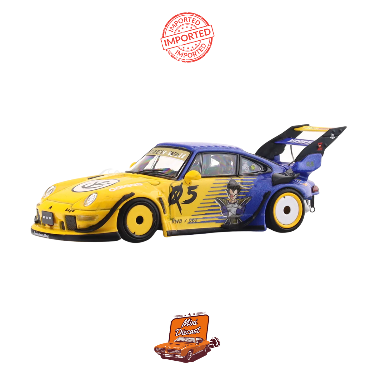 RWB Street Warrior x Ghost Player Porsche 911 (993) “Vegeta” Dragon Ball Z Livery – 1:64 Scale Diecast Model