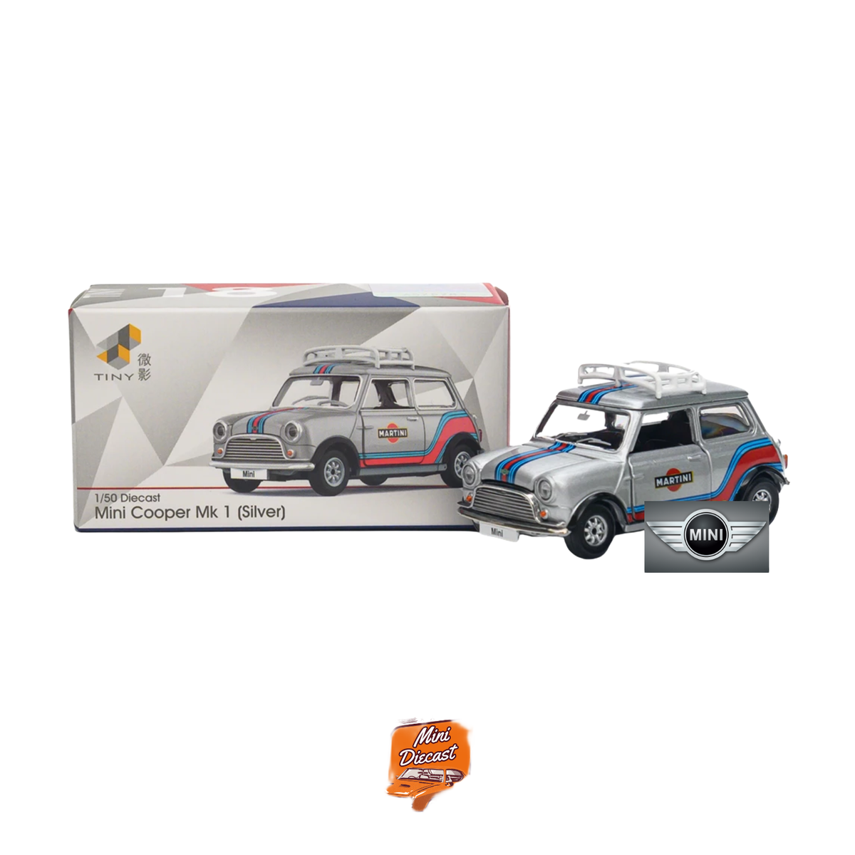 Tiny City No.18 Mini Cooper Mk (Silver) 1:50 Scale